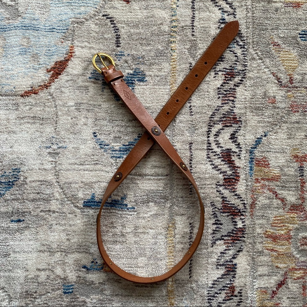 FOSSIL Women’s Size S Belt Genuine Leather Tan With Brass Buckle